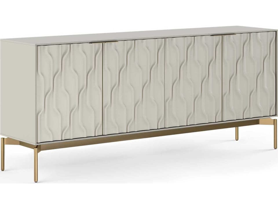 Mesa Storage Credenza in Stone Grey with Brushed Brass Base