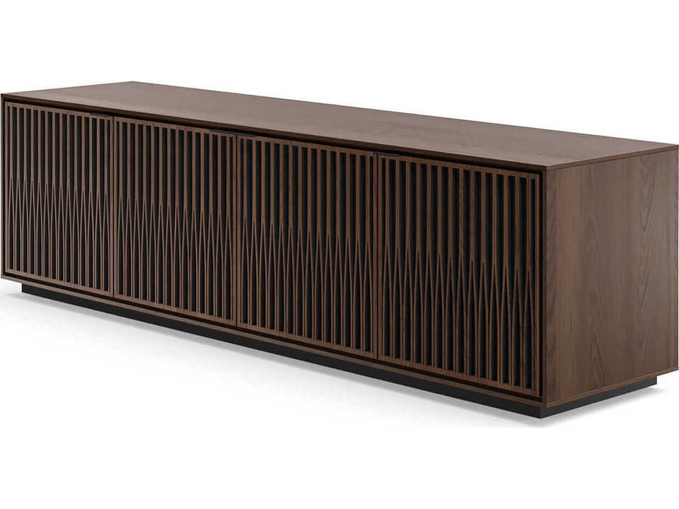 Elements Tune 82.5-Inch Media Console in Toasted Oak with Rolling Plinth Base