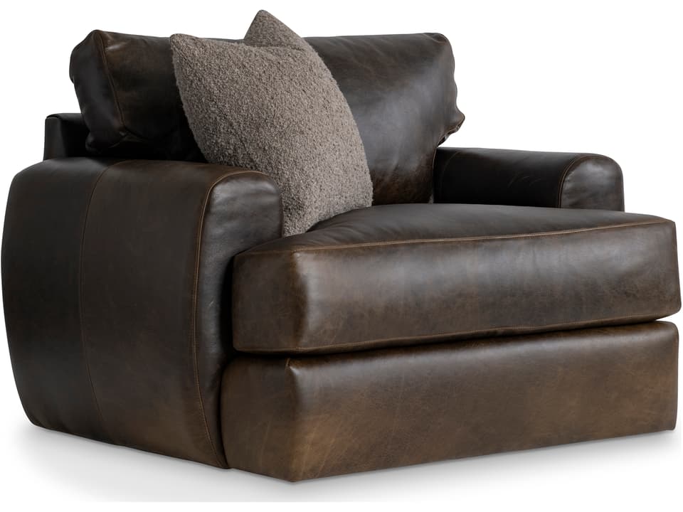 Sunpan Camie Swivel Lounge Chair — Torched Meringue Fabric and