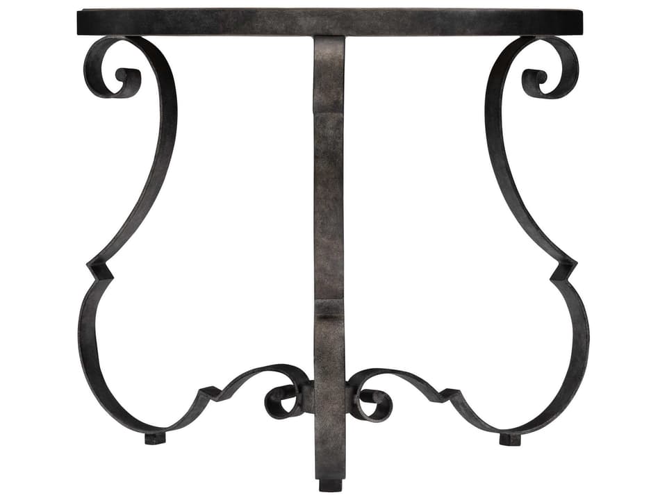 Villa Toscana Round Side Table with Criollo Wood Top and Textured Carbone Steel Base