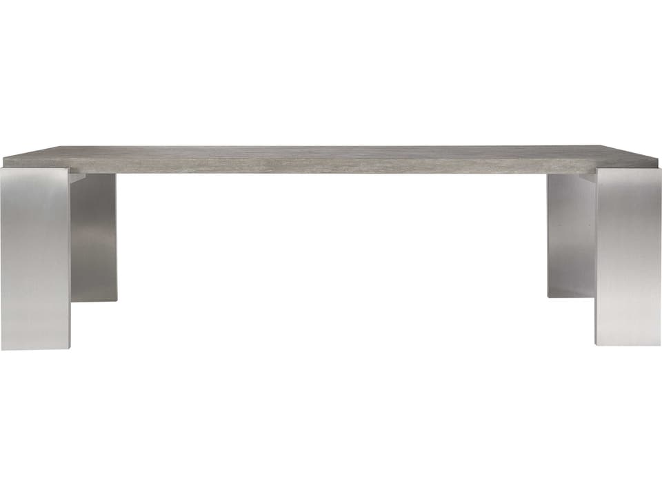 Foundations 102-Inch Rectangle Dining Table in Light Shale with Brushed Stainless Steel Legs