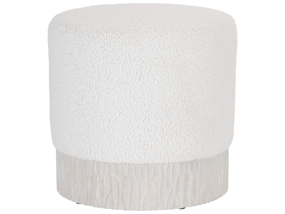 Solaria Upholstered Round Ottoman with Chiseled Resin Base