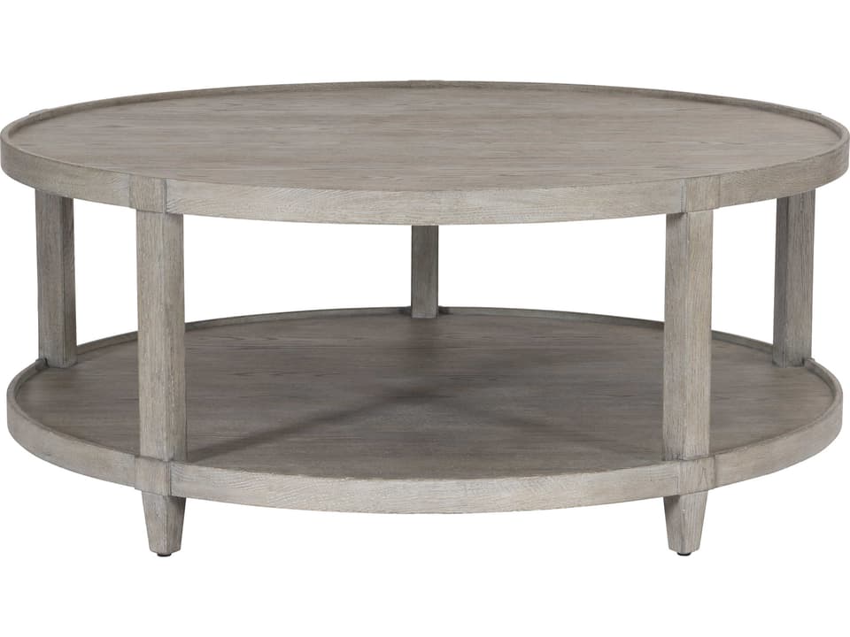 Albion Round Coffee Table in Cerused Oak with Pewter Finish