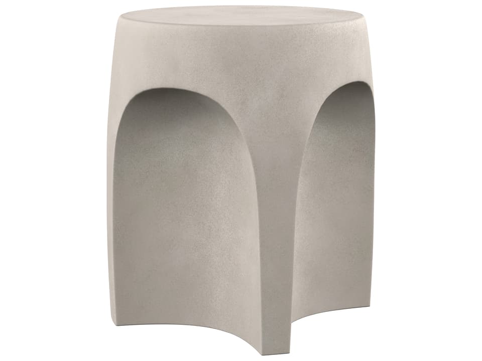 Casa Paros Round Side Table in Bedrock Concrete with Arches