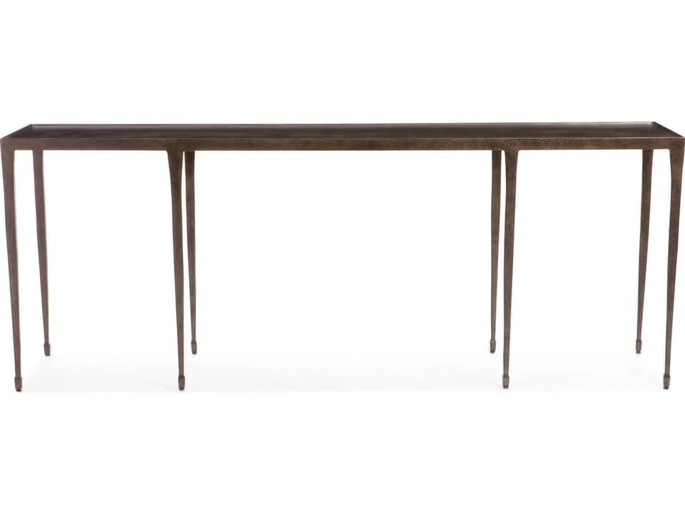 Halden Hammered Cast Iron Console Table in Blackened Finish