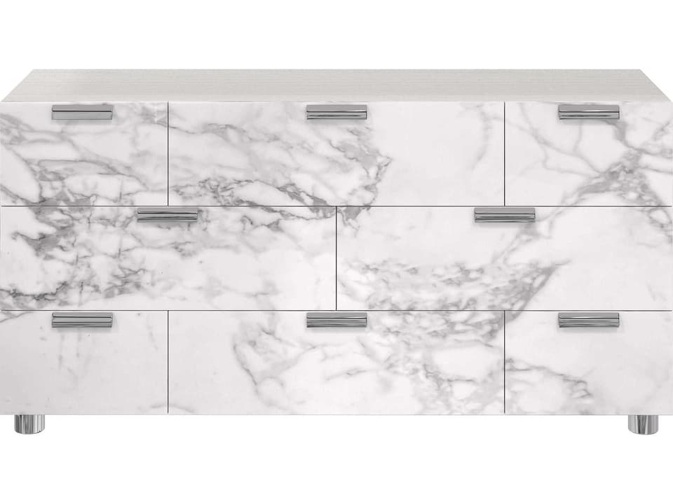 Stratum 8-Drawer Dresser with Arabescato Stone in Mist Finish