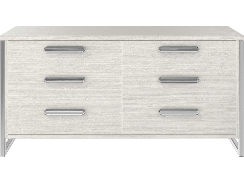 Stratum Six-Drawer Dresser in Mist and Polished Nickel