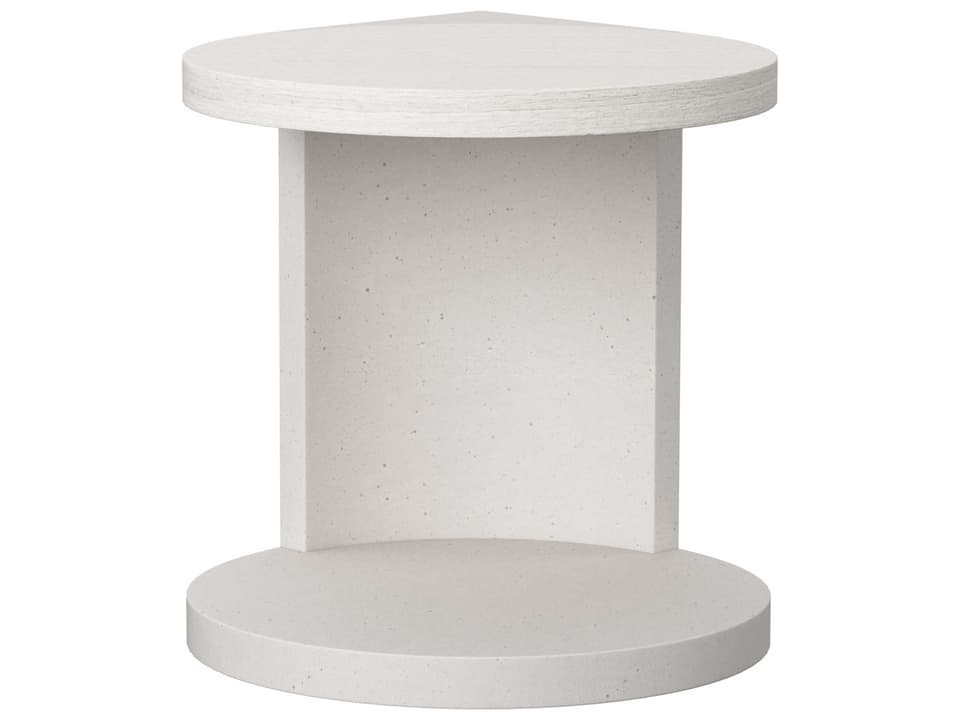 Stratum Round Wood and Faux Stone End Table in Mist and Fossil