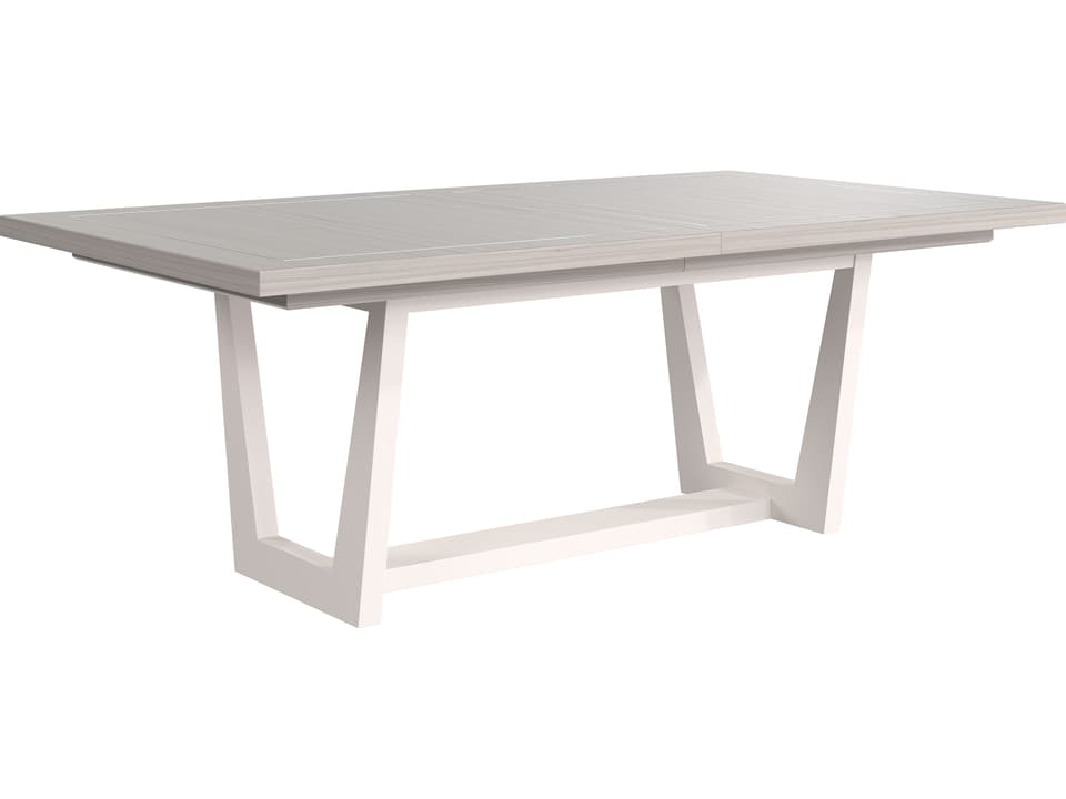 Stratum Rectangular Dining Table with Two Leaves in Mist and Fossil