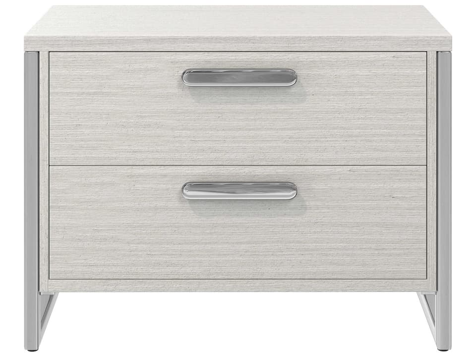 Stratum 2-Drawer Nightstand in Mist and Polished Nickel