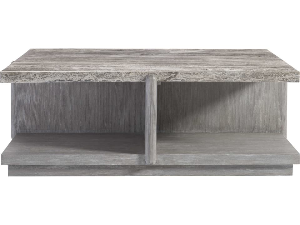Sereno Square Coffee Table with Silver Travertine Stone Top in Grigio