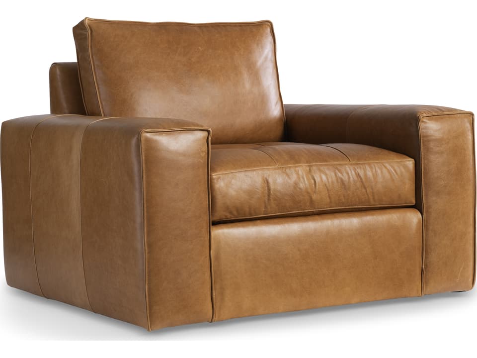 Nest Tan Leather Swivel Accent Chair Modern Design