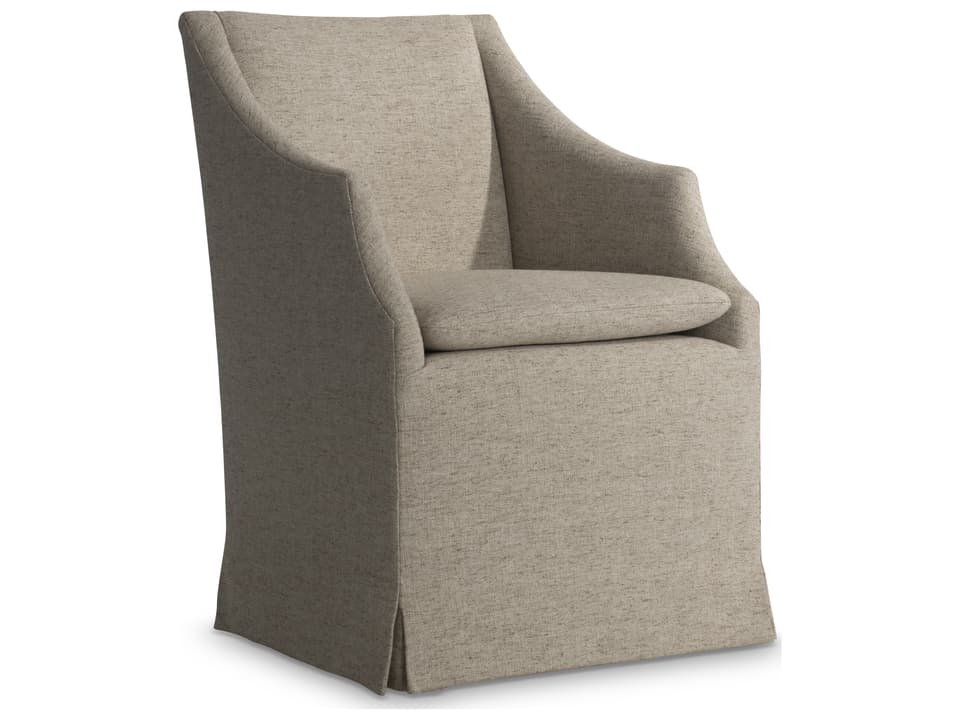 Tribeca Upholstered Dining Armchair with Dressmaker Skirt in Beige Fabric