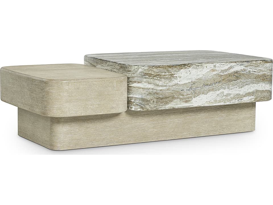 Arcadia Two-Tier Coffee Table in Faux Stone and Clay Finish