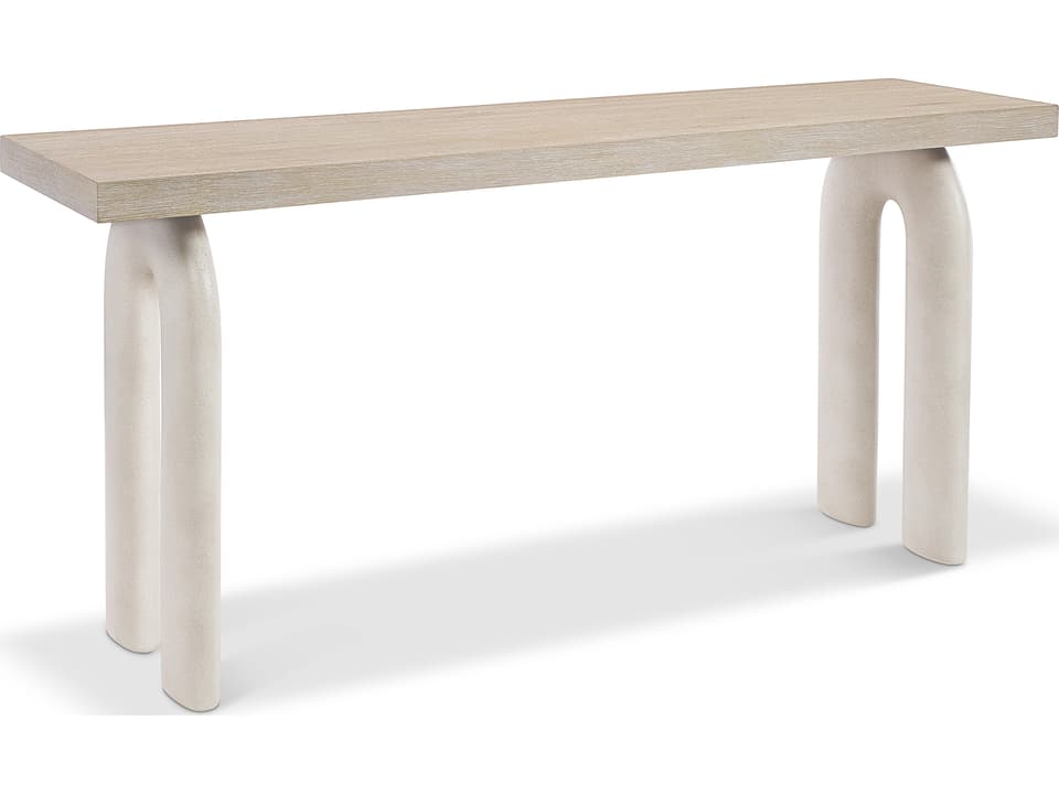 Antibes Rectangle Console Table in Roz Light Oak and Pumice Concrete