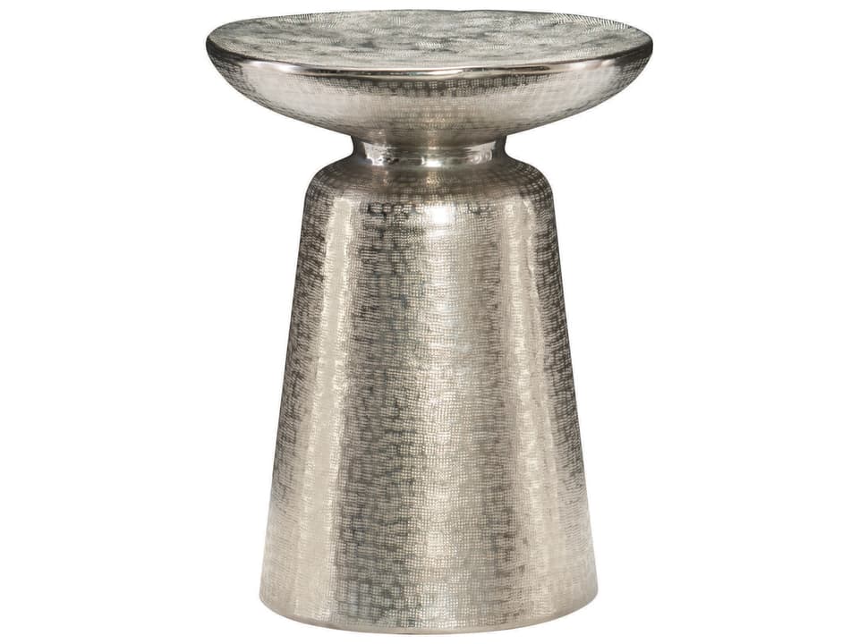 Lorraine Round Accent Table in Nickel Finish Cast Aluminum