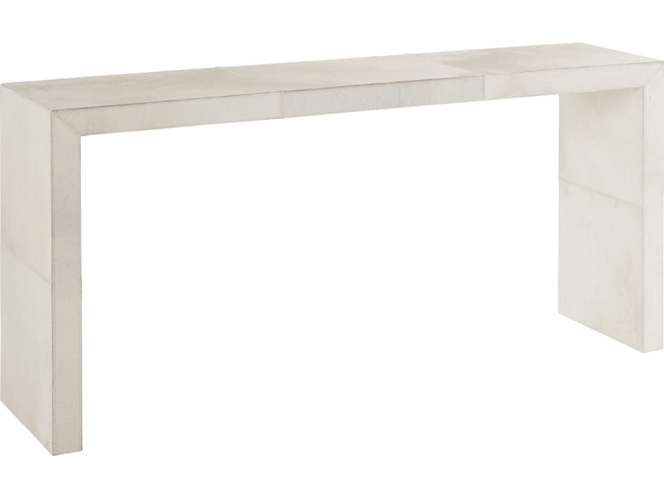Seward Rectangular Console Table in White Hair-on-Hide