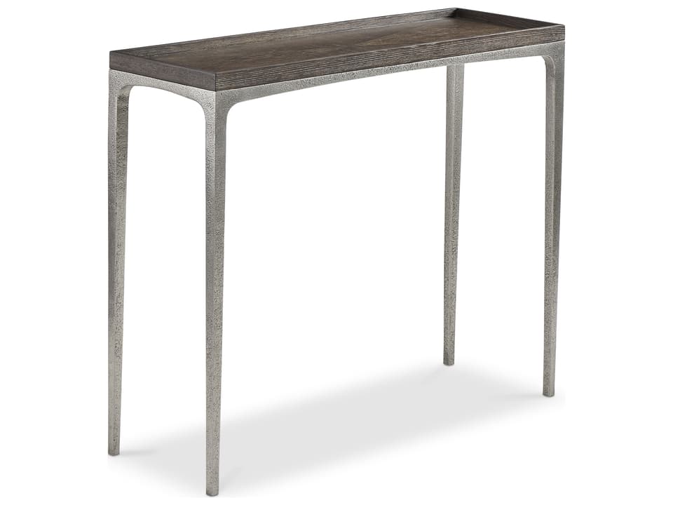Linea Rectangle Console Table in Cerused Charcoal and Textured Graphite