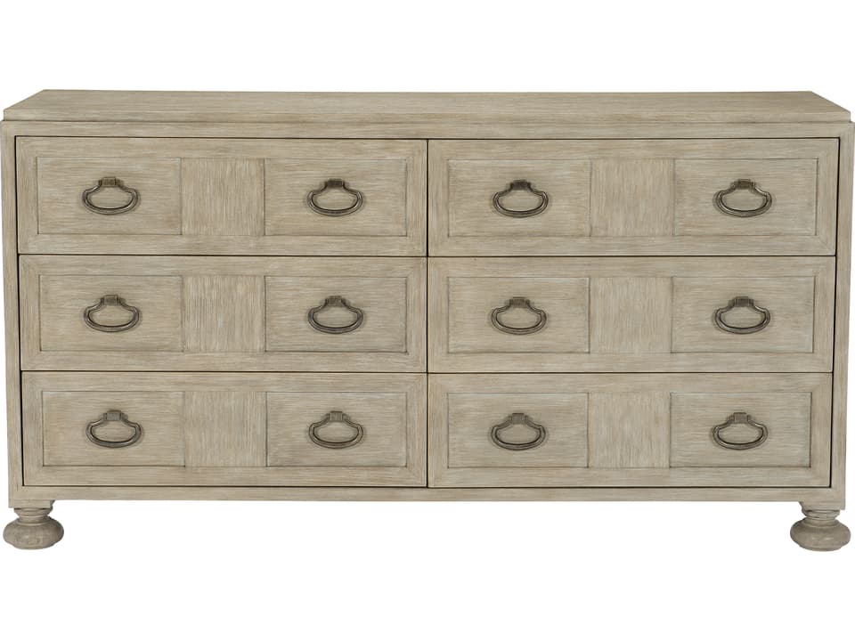 Santa Barbara 6-Drawer Dresser in Sandstone with Vintage Nickel Hardware