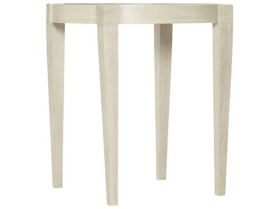 East Hampton Round Wood Cerused Linen End Table