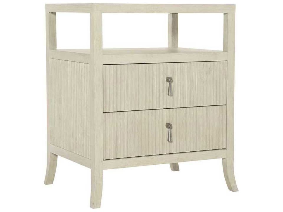 East Hampton 2-Drawer Nightstand in Cerused Linen with Aged Silver Pulls