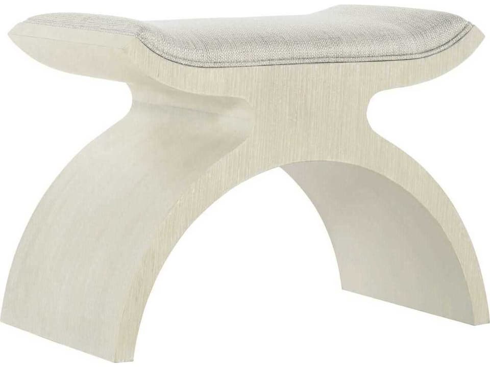 East Hampton Upholstered Bench in Cerused Linen and Muted Gray