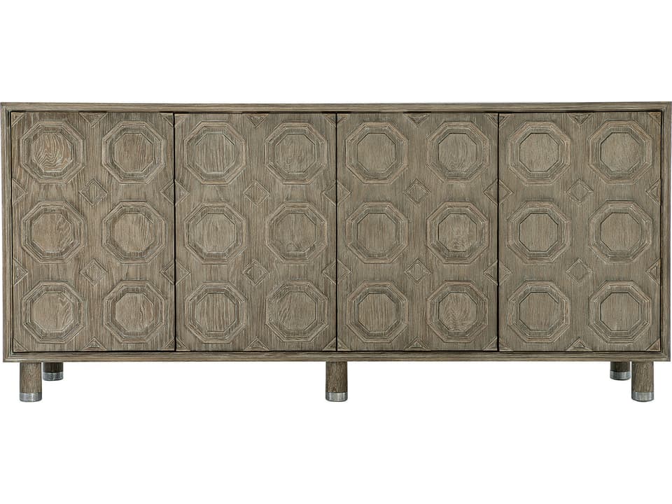 Alhambra Entertainment Credenza in Aspen Oak with Geometric Marquetry