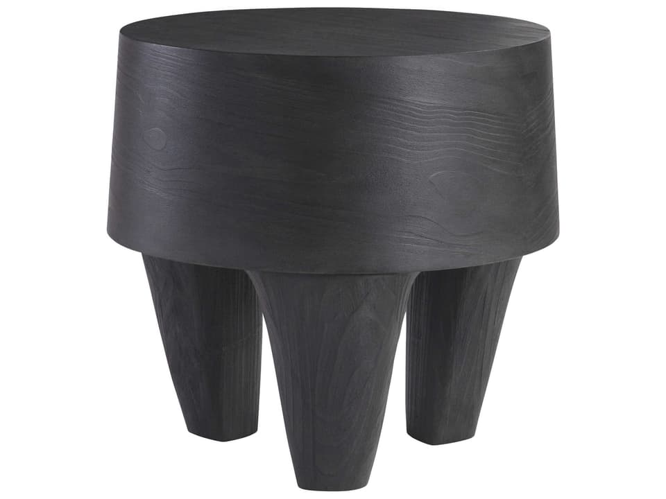 Katana Round Side Table in Blackened Pine