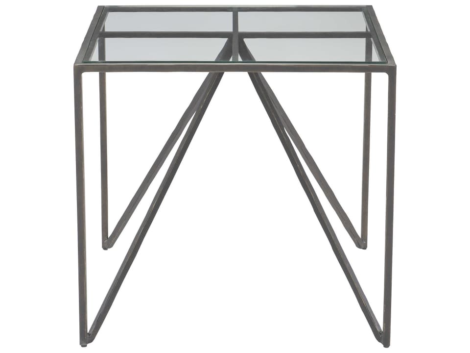 Fulton Square Side Table in New Aged Bronze with Glass Top