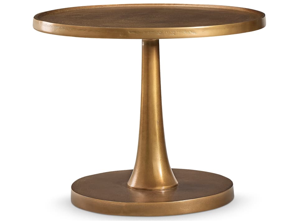 Benson Round Cast Aluminum Side Table in Vintage Brass