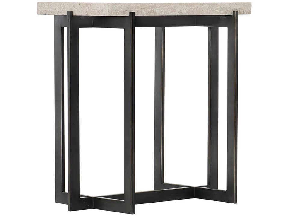Hathaway Rectangular End Table with White Travertine Top