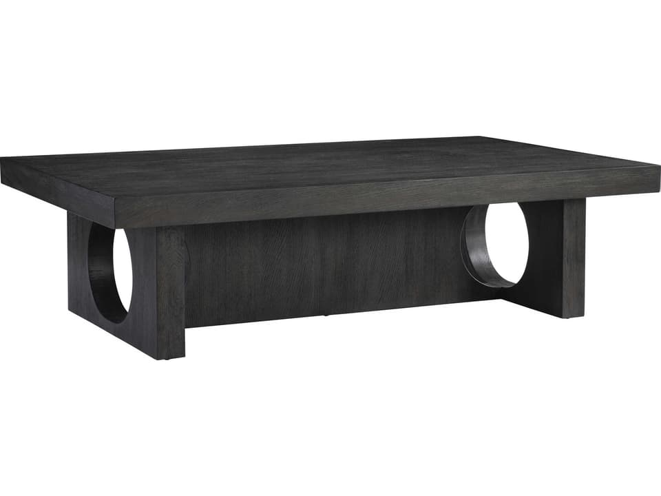 Micah Rectangle Coffee Table in Wire-Brushed White Oak Black Truffle