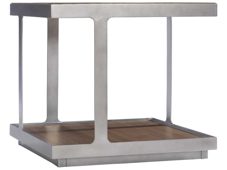 Belvedere Square Side Table in Portobello Oak and Antiqued Pewter