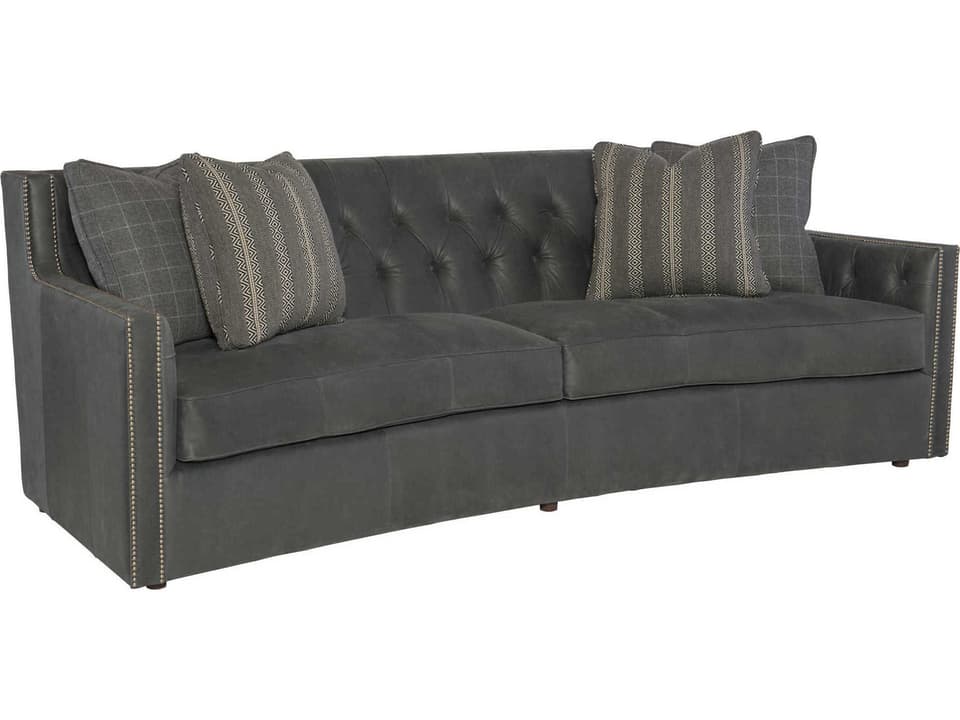Candace 3-Seat Leather Sofa with Nailhead Trim and Track Arms