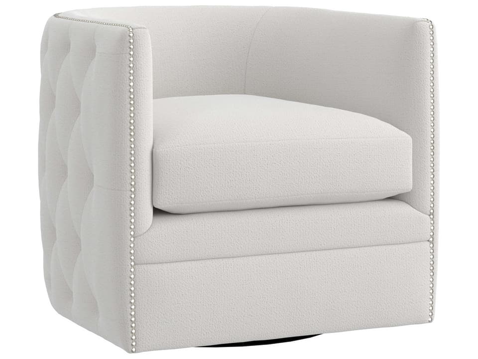 Palazzo Upholstered Fabric Swivel Accent Chair with Nailhead Trim