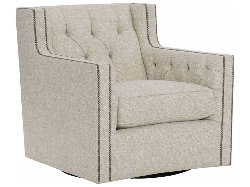 Candace Fabric Swivel Accent Chair with Nailhead Trim