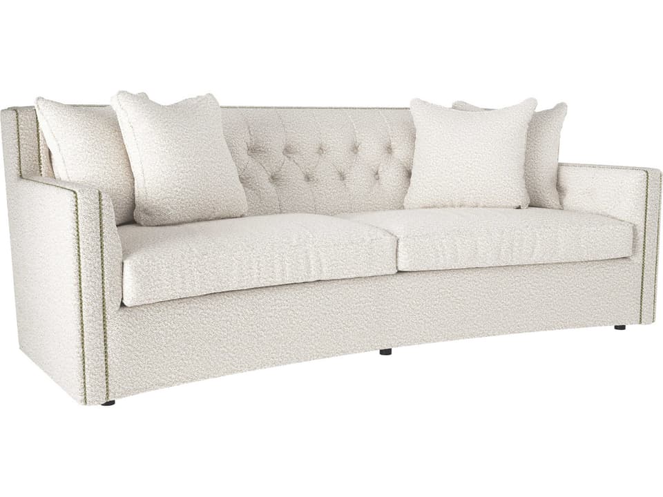 Candace 3-Seat Fabric Sofa in Neutral with Nailhead Trim