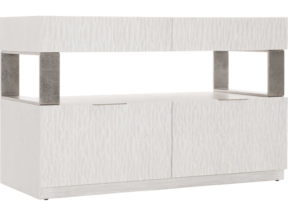 Solaria File Credenza Weathered Bone Finish with Chiseled Drawer Fronts