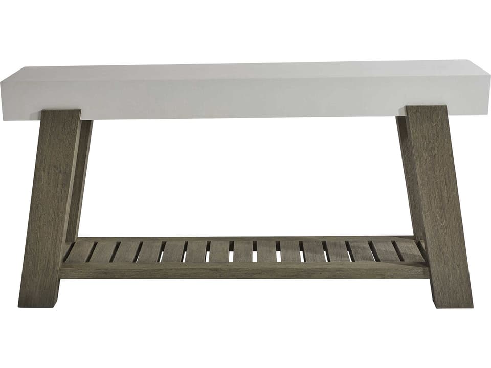 Rochelle Outdoor Console Table in Weathered Teak and Quarry