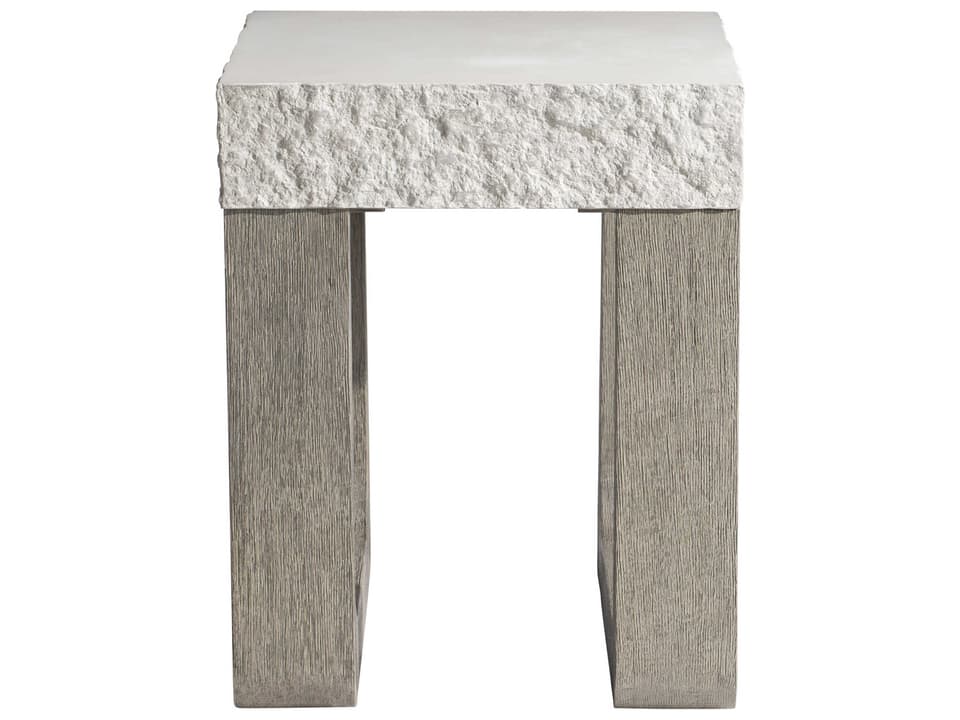 Bristol Outdoor End Table in Sand Grey Glass-Reinforced Concrete and Weathered Teak