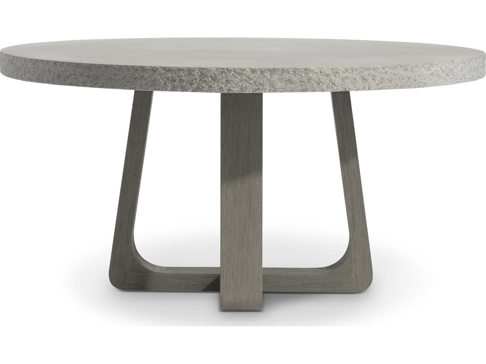 Trouville 60-Inch Round Outdoor Dining Table in Sand Grey and Weathered Teak