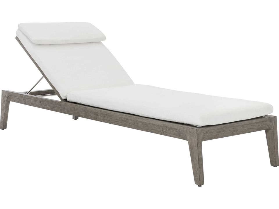Ibiza Outdoor Adjustable Chaise Lounge in Weathered Teak and Pebble Wicker