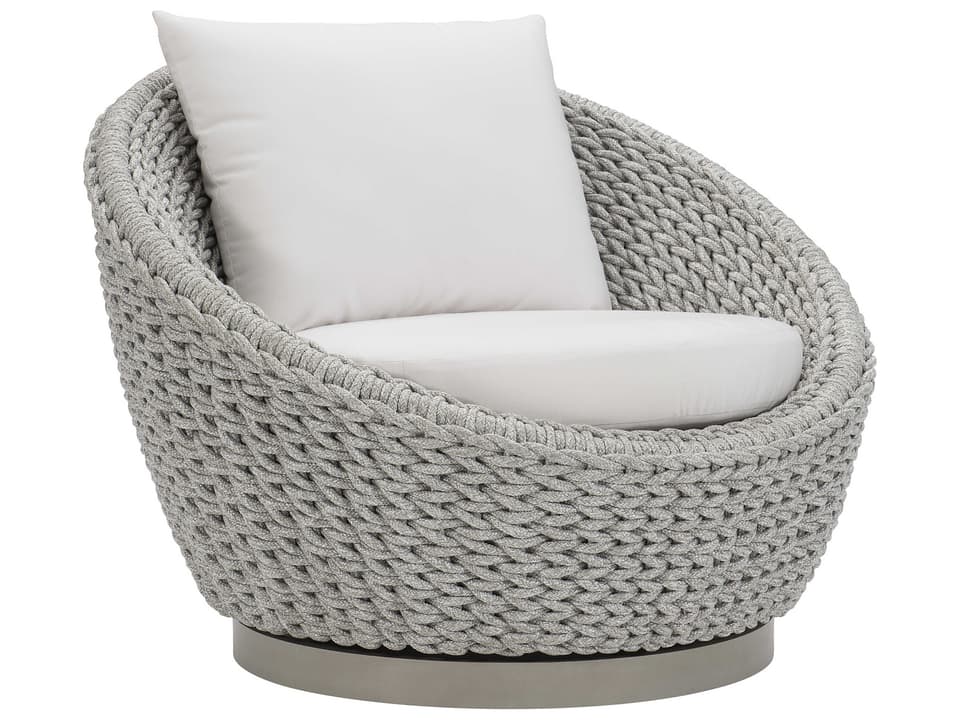Savaii Outdoor Swivel Accent Chair in Marled Clay Rope and Stone