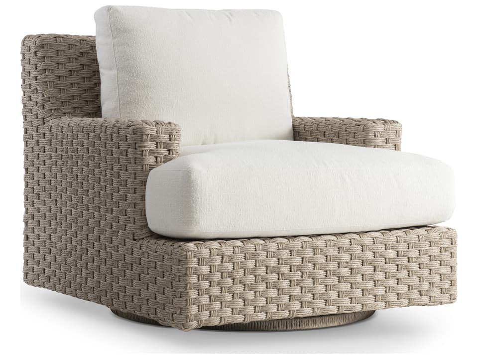 Trieste Outdoor Swivel Accent Chair in Pampas Wicker with Cream Cushions