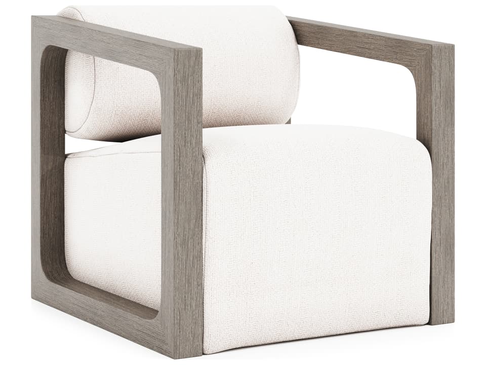 Leilani Outdoor Swivel Accent Chair in Weathered Teak and Performance Fabric