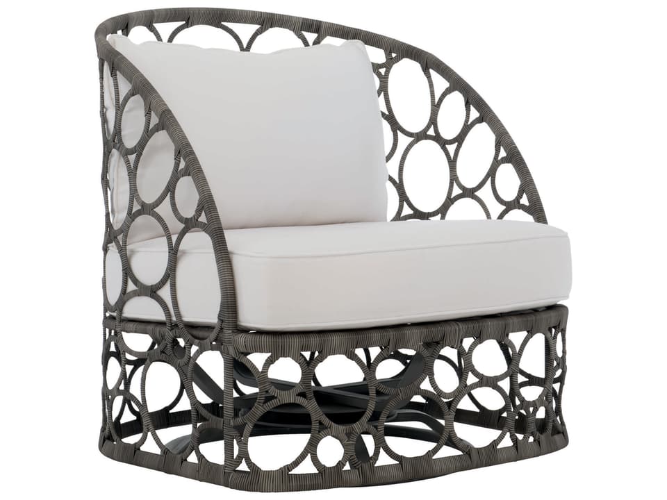Bali Outdoor Swivel Lounge Chair Split Cane Wicker Peppercorn