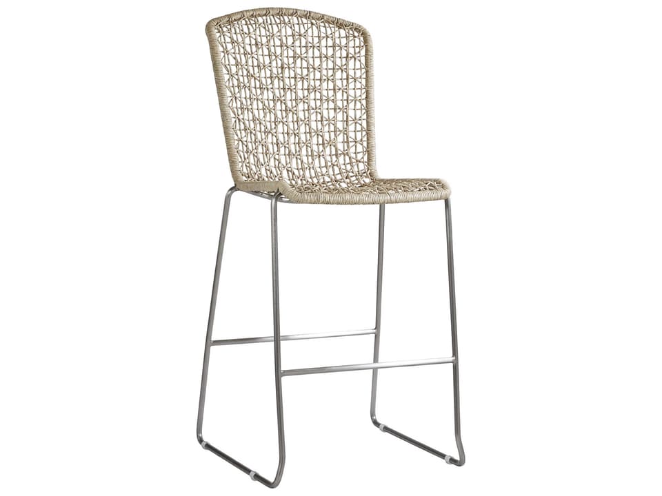 Carmel Armless Outdoor Bar Stool in Hazelnut and Stainless Steel