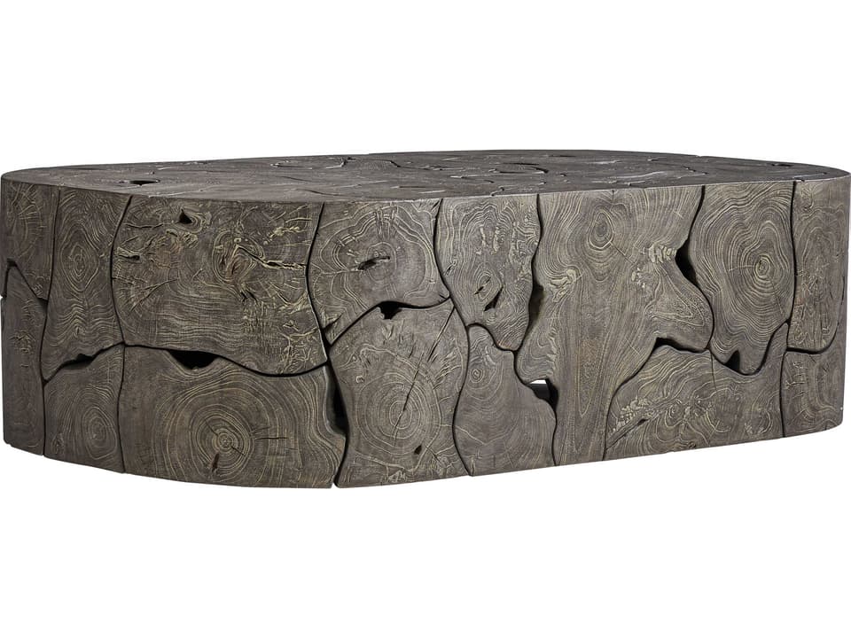 Trinidad 54-Inch Oval Teak Coffee Table in Smoked Truffle