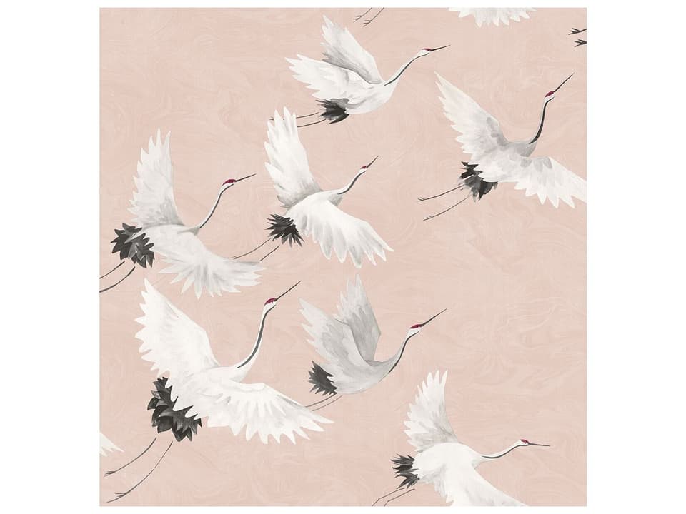 A-street Prints Windsong Pink Crane Wallpaper