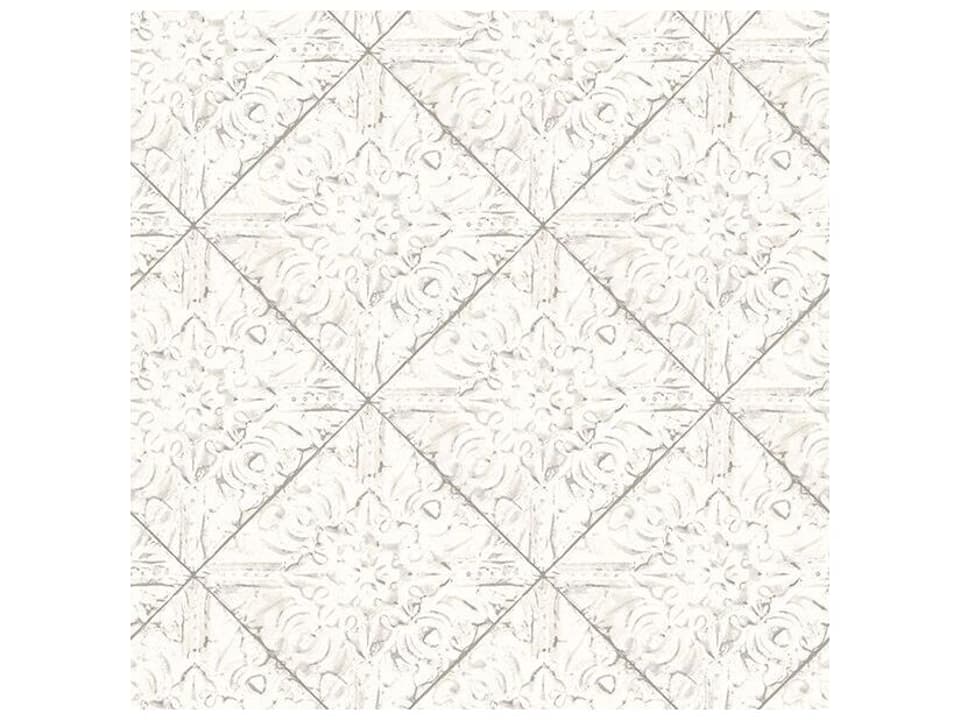 Fresh Start Kitchen & Bath Brandi White Tin Tile Wallpaper
